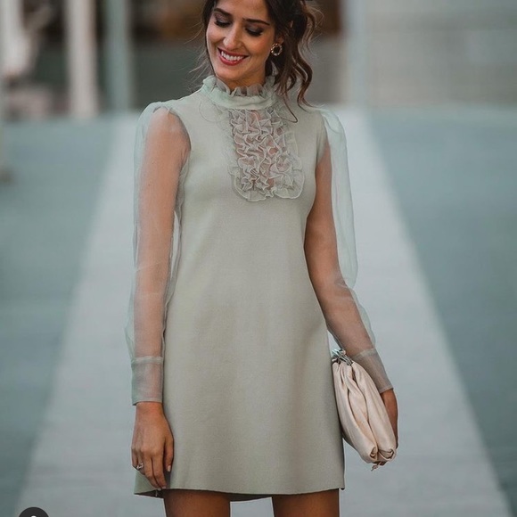Gorgeous Zara Nwt Knit Organza Dress 